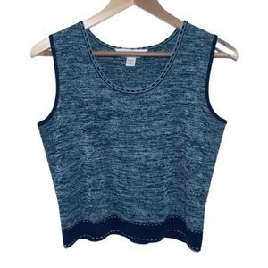 Ming Wang Blue Sleeveless Top Size Small Stretchy Knit Blouse